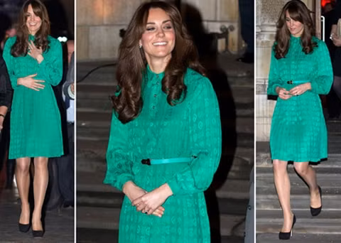 Vay lien mau xanh thanh lich nhu cong nuong Kate Middleton
