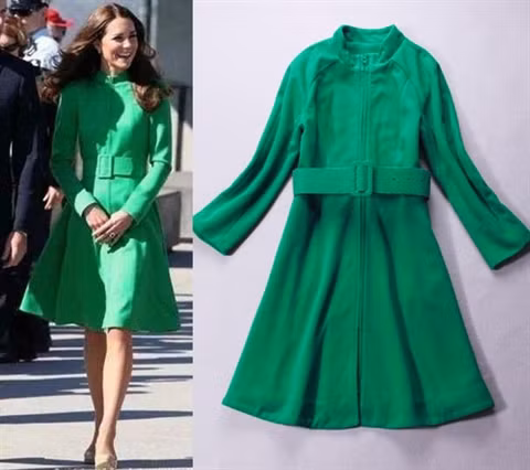 Vay lien mau xanh thanh lich nhu cong nuong Kate Middleton