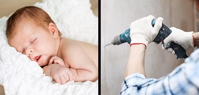 Bé ngủ rất dễ dàng. Nhiều người nghĩ rằng khi trẻ sơ sinh ngủ, họ nên đi rón rén và nói thật khẽ. Tuy nhiên, nhiều cha mẹ trẻ thường bất ngờ khi thấy con ngủ say thế nào, các bé ngủ bất chấp tiếng ồn hay tiếng nhạc to.