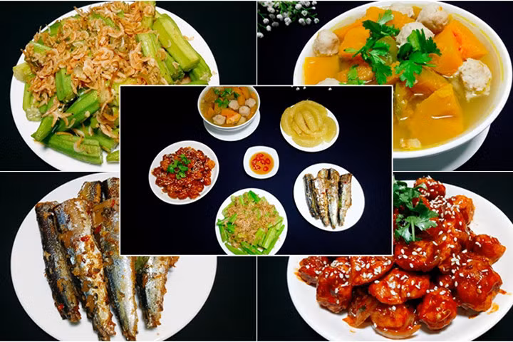 Mâm cơm ngon, bổ dưỡng cho gia đình 5 người