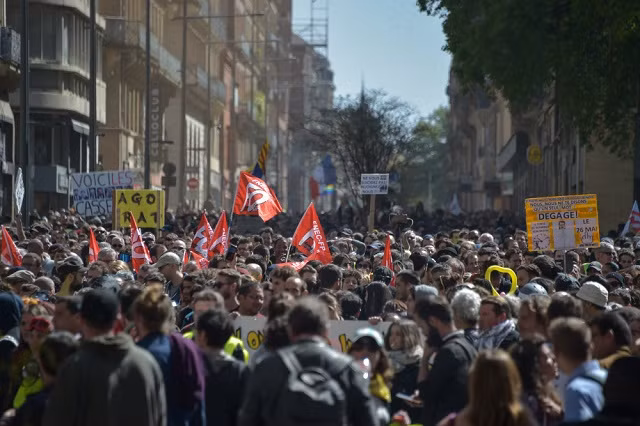 Người biểu tình "áo vàng" tại Toulouse ngày 13/4