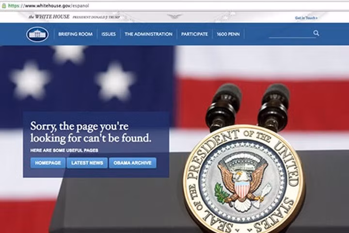 Website Nhà Trắng tiếng Tây Ban Nha biến mất, Madrid lo ngại