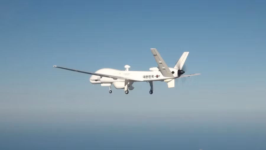 Hình ảnh nguyên mẫu UAV tầm trung (MUAV) do Korean Air sản xuấtdo Cơ quan Quản lý Chương trình Mua sắm Quốc phòng cung cấp ngày 25/11/2024. (Ảnh: Yonhap)