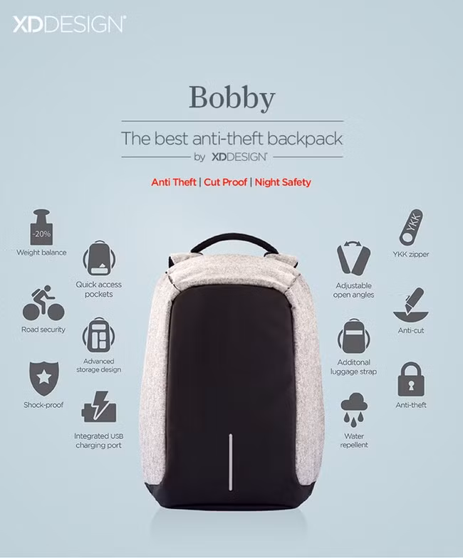Chả lo mất trộm hay hết pin với chiếc balo toàn năng Bobby