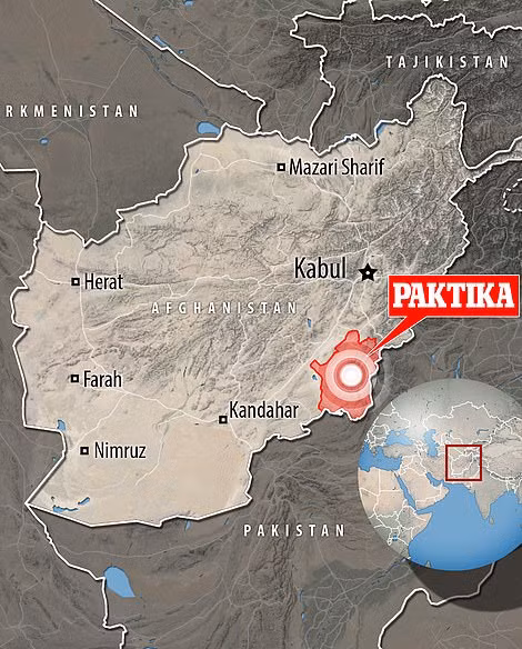 Vị trí xảy ra động đất ở Afghanistan.
