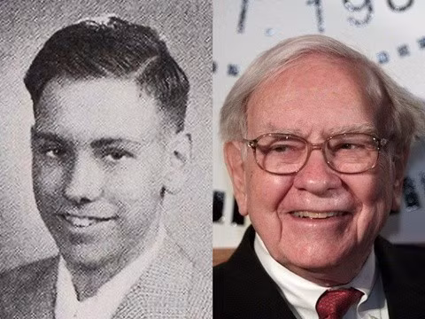 Warren Buffett ngày còn trẻ (trái) và Warren Buffett hiện tại. Warren Buffett ngày còn trẻ (trái) và Warren Buffett hiện tại.