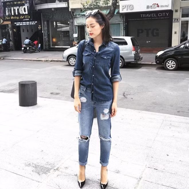 Bạn gái tin đồn Cường Đô La mặc sơ mi cũng đẹp
