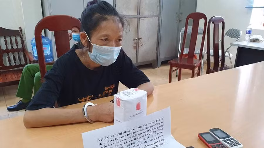 Nữ 8X mua nửa bánh heroin, 1.000 viên ma túy tổng hợp về sử dụng và bán kiếm lời bị lực lượng chức năng bắt giữ. Ảnh: Công an Điện Biên.