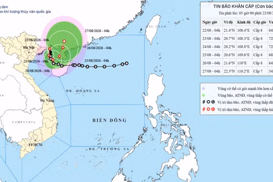 Bão số 4 gây mưa to, cách đặc khu Bạch Long Vĩ khoảng 165km