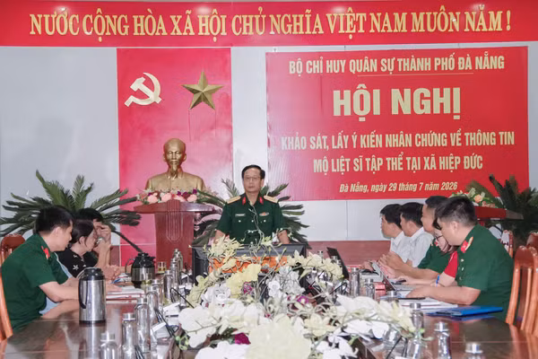 Bộ Chỉ huy Quân sự TP Đà Nẵng chủ trì hội nghị khảo sát, lấy ý kiến nhân chứng về thông tin mộ liệt sĩ tại xã Hiệp Đức.