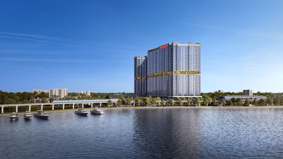 Phối cảnh tổng thể dự án The Gió Riverside với vị thế tiếp giáp sông Đồng Nai