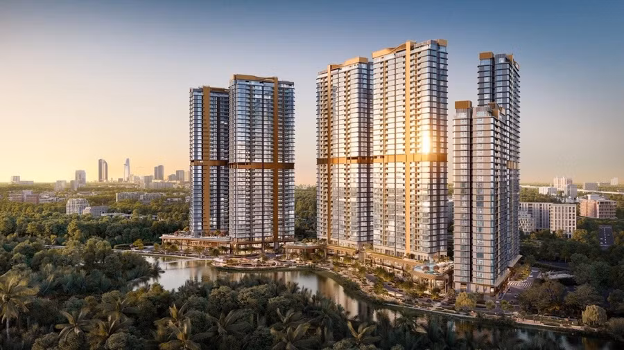 Không gian thương mại đậm chất châu Âu bên dòng kênh xanh mát tạo điểm nhấn độc bản cho thương phố ven sông Eaton Park. (Ảnh: Gamuda Land).