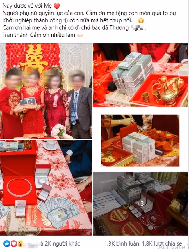 Cô dâu hào hứng chia sẻ quà cưới vẫn còn nhưng nhiều quá nên hết chụp nổi.