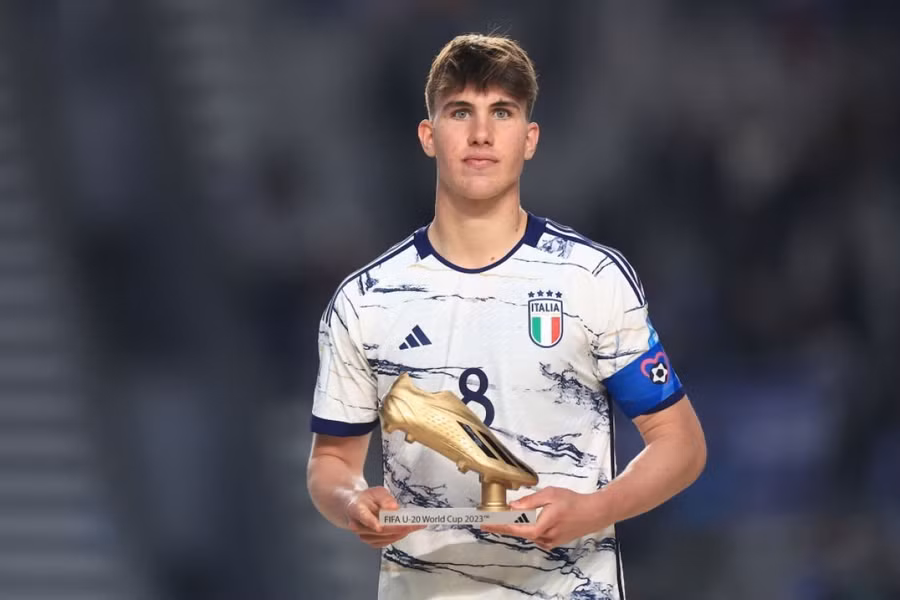 Cesare Casadei giành danh hiệu Vua phá lưới U20 World Cup 2023.