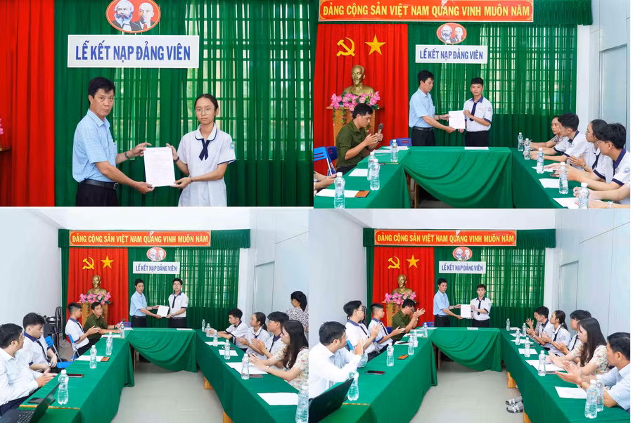 Các học sinh ưu tú tại huyện Phong Điền được kết nạp Đảng.
