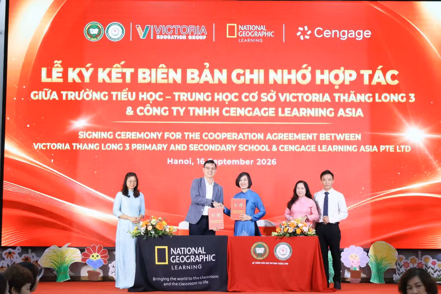Trường TH-THCS Victoria Thăng Long 3 tiếp tục ký kết Biên bản ghi nhớ hợp tác (MOU)với tổ chức Cengage Learning Asia.
