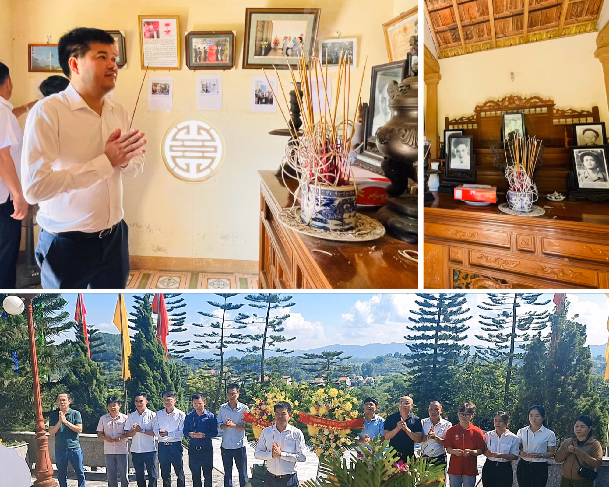 Đoàn công tác dâng hương tại Nghĩa trang Liệt sĩ Quốc gia Nầm và thắp hương tại Nhà tưởng niệm Nhà báo - Liệt sĩ Trần Kim Xuyến.