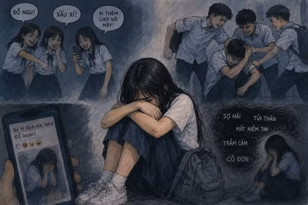 Những vụ bạo lực học đường liên tiếp xảy ra trong thời gian qua. Ảnh AI