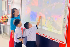 Tiết học mở của học sinh Trường Tiểu học Thuận Kiều (Đông Hưng Thuận, TPHCM). Ảnh: MA