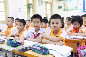 Nhiều trường tiểu học tại quận Hà Đông (Hà Nội) có sĩ số trên 40 em/lớp. Ảnh: TG