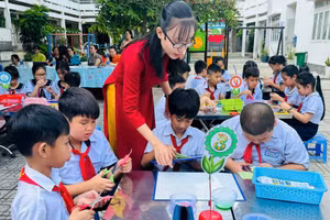 Tiết học mở của cô trò Trường Tiểu học Thuận Kiều (TPHCM). Ảnh: Minh Anh
