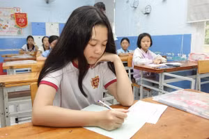 Học sinh dự khảo sát vào lớp 6 Trường Trần Đại Nghĩa (TPHCM) năm 2024. Ảnh minh họa: INT.