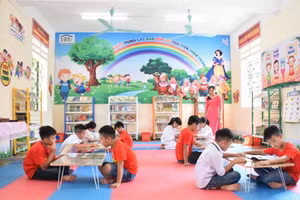 Nhiều trường ở Cà Mau mở cửa thư viện thân thiện đón học sinh đến dịp hè. Ảnh: Quách Mến