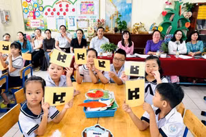 Tiết học mở của học sinh Trường Tiểu học Thuận Kiều (Quận 12, TPHCM). Ảnh: K.T