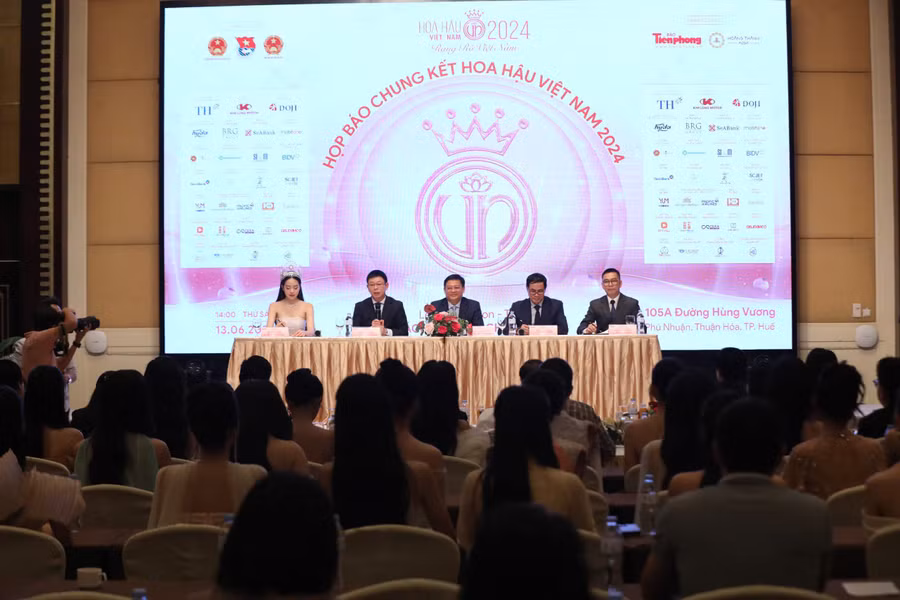 Họp báo Chung kết Hoa hậu Việt Nam 2024 tại TP Huế chiều 13/6. (Ảnh: BTC)