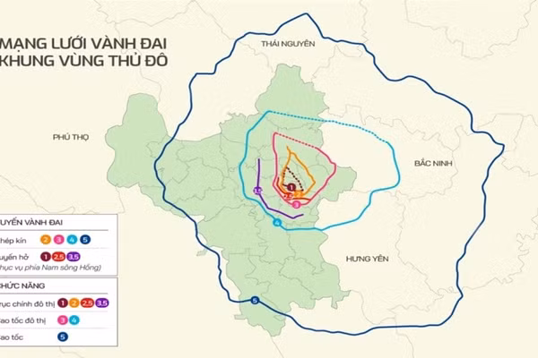 Hệ thống đường vành đai quanh Hà Nội.