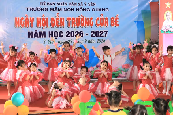 Ninh Bình: Trường Mầm non Hồng Quang rộn ràng khai giảng sau sáp nhập