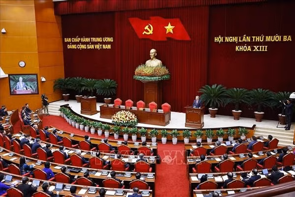 Phiên bế mạc Hội nghị lần thứ 13 Ban Chấp hành Trung ương Đảng khóa XIII. Ảnh: Doãn Tấn/ TTXVN