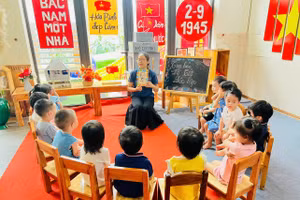 Một giờ học của trẻ tại Trường Mầm non Việt Mỹ (Ninh Bình). 