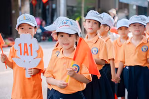 Học sinh Trường Tiểu học Trần Tế Xương (Ninh Bình) trong ngày khai giảng năm học 2025-2026.