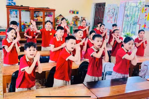 Học sinh Trường Tiểu học Ý Yên (xã Ý Yên, tỉnh Ninh Bình) hào hứng tham gia hoạt động học tập trên lớp.