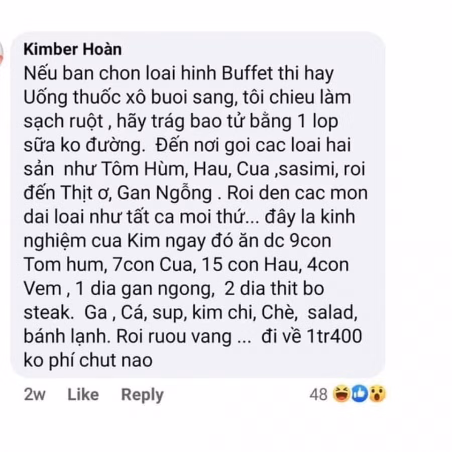 Đây là kinh nghiệm của người có khả năng ăn khỏe, ăn nhiệt tình!