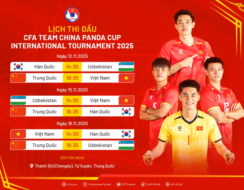 Lịch thi đấu Panda Cup 2025 của đội tuyển U22 Việt Nam và các đội bóng dự giải. image-1.png