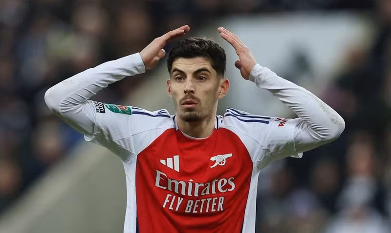 Về lực lượng thi đấu, Arsenal thiếu vắng Havertz vì chấn thương. Bộ đôi Timber và Merino vẫn đang bỏ ngỏ khả năng ra sân trước Fulham. Ảnh: Internet. 2025-02-13t155707z-1257617440-rc2koca5iph4-rtrmadp-3-soccer-england-ars-havertz.jpg
