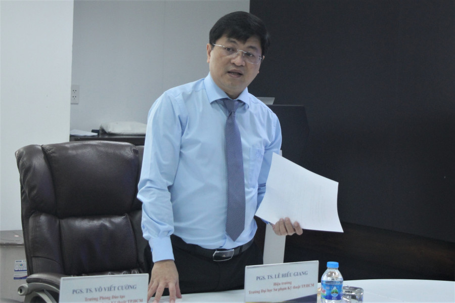 PGS. TS Lê hiếu Giang, Hiệu trưởng Trường Đại học Sư phạm Kỹ Thuật TPHCM phát biểu tại buổi lễ ký kết. emg-ky-ket-hop-tac-chien-luoc.jpg