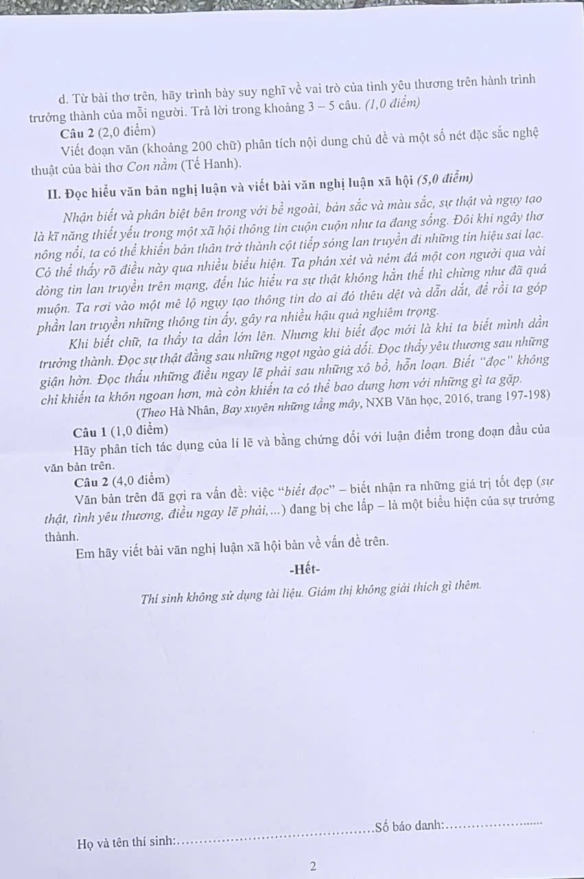 Đề thi môn Ngữ văn, kỳ thi tuyển sinh lớp 10 tại TPHCM. de-ngu-van-1.jpg