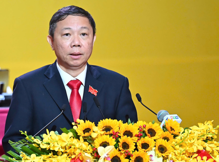 Ông Dương Anh Đức phát biểu tại phiên trù bị. Ảnh: BTC. tru-b-dai-hoi-dang-bo-tphcm.jpg