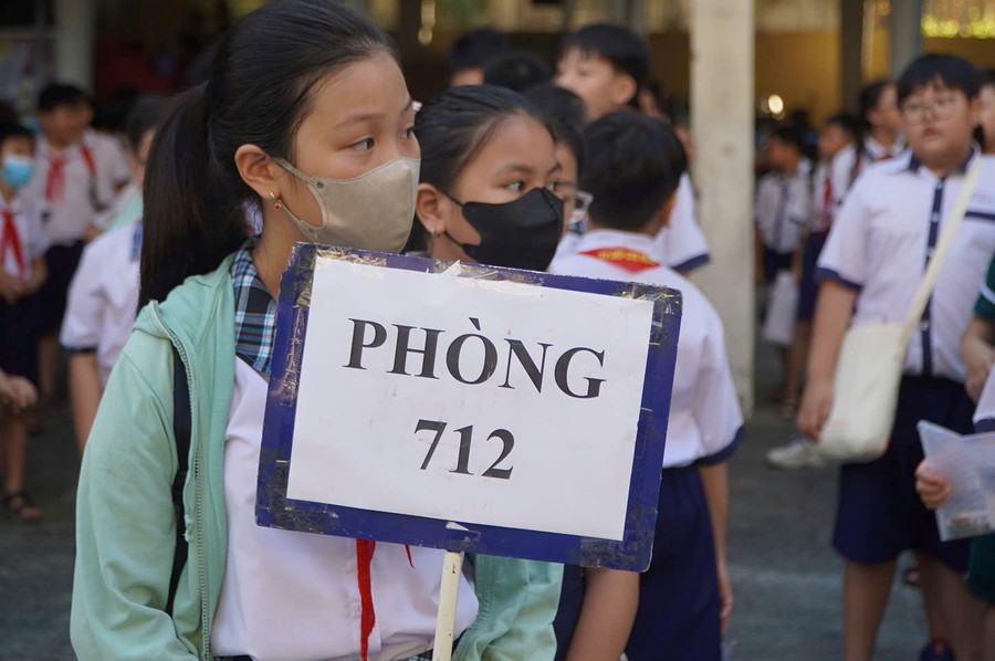 Học sinh tham gia khảo sát vào lớp 6, Trường THCS-THPT Trần Đại Nghĩa.