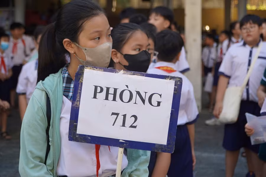 Học sinh tham gia khảo sát vào lớp 6, Trường THCS-THPT Trần Đại Nghĩa.