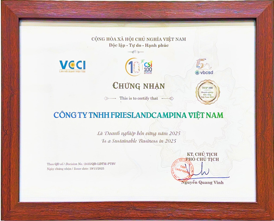FrieslandCampina Việt Nam duy trì vị thế tại CSI 2025 với chiến lược phát triển bền vững nhất quán.