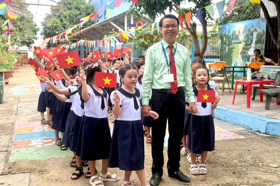 Học sinh Trường Tiểu học Thạnh An (xã Thạnh An, TPHCM) trong ngày khai giảng năm học 2025-2026. nghi-quyet-71.jpg