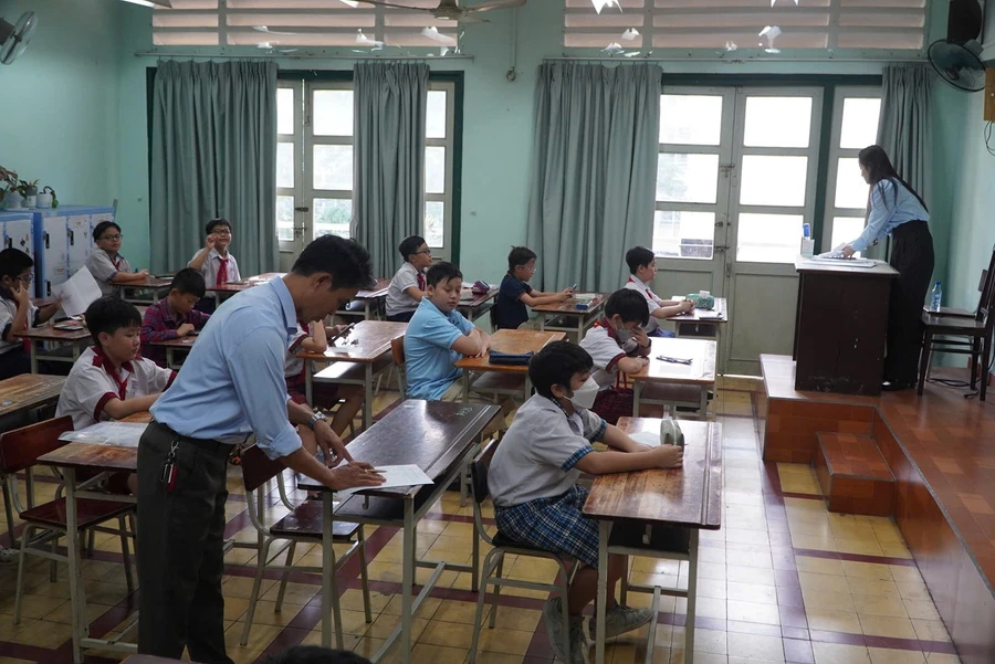 Học sinh tham gia kỳ khảo sát vào lớp 6 Trường THCS - THPT Trần Đại Nghĩa.
