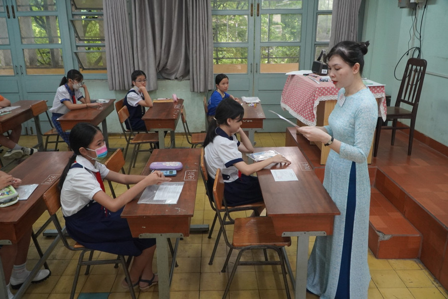Học sinh tham gia khảo sát vào lớp 6 Trường THCS và THPT Trần Đại Nghĩa.