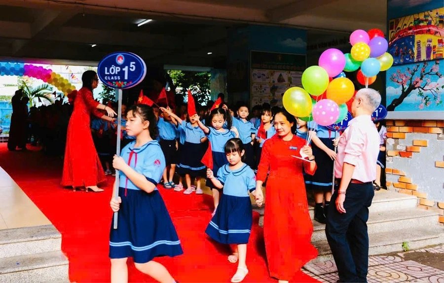 Học sinh Trường Tiểu học Nguyễn Văn Trỗi (TP Thủ Đức) trong ngày khai giảng năm học mới 2024-2025.