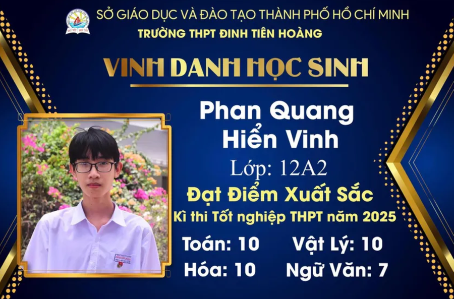 Em Phan Quang Hiển Vinh, Trường THPT Đinh Tiên Hoàng, phường Vũng Tàu (TPHCM).
