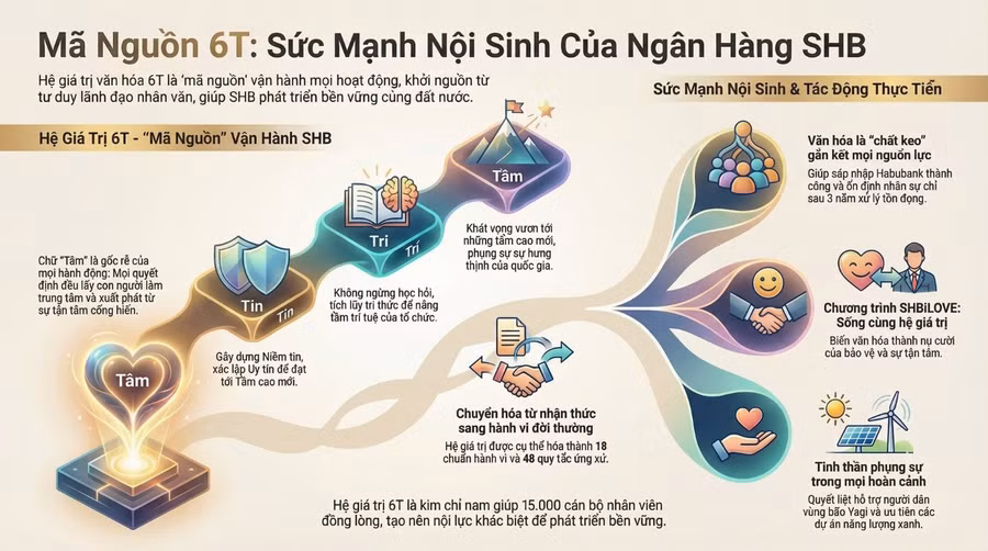 Hệ giá trị 6T: "Mã nguồn" vận hành và là kim chỉ nam cho mọi suy nghĩ, hành động của người SHB